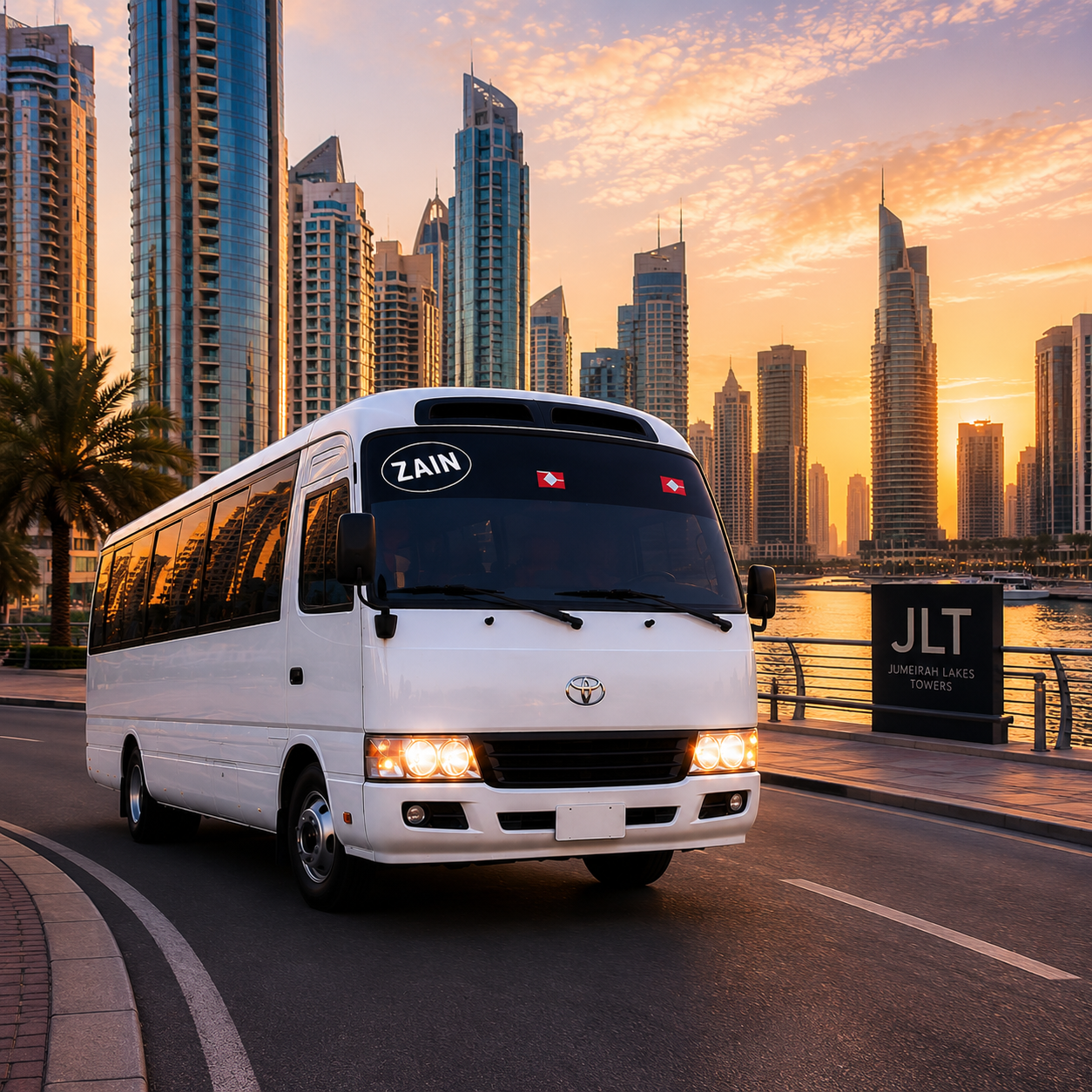 ZAIN CARLIFT bus serving Dubai business areas